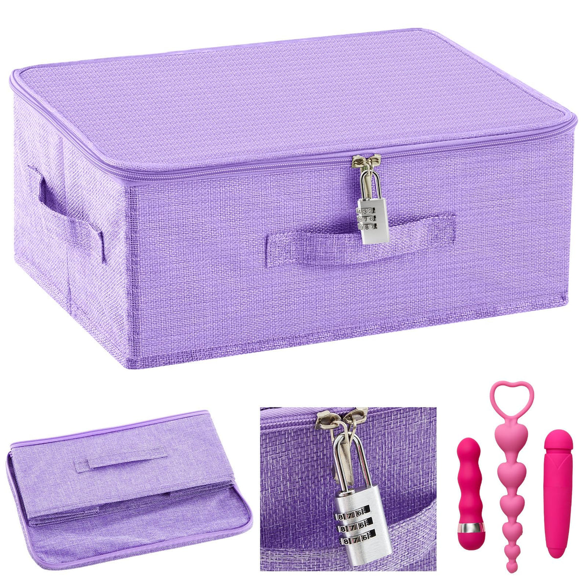 Briwooody Discreet Lockable Toy Bag,Light Purple,15 X 10 X 6.3 In