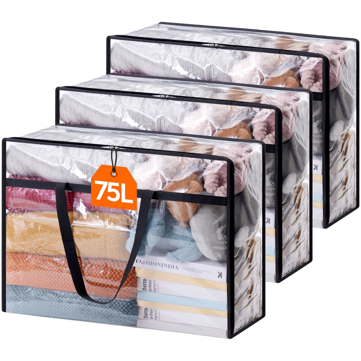 Lifewit 60L Clear Clothes Storage Bags,Plastic Foldable Blanket Storage Bag