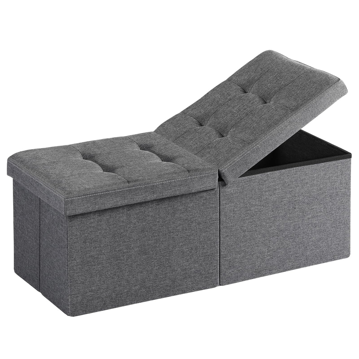 30-INCH Ottoman with Storage, Footrest Storage Bench, End of Bed Bench Coffee Table for Living Room, Bedroom, Entryway (Black)