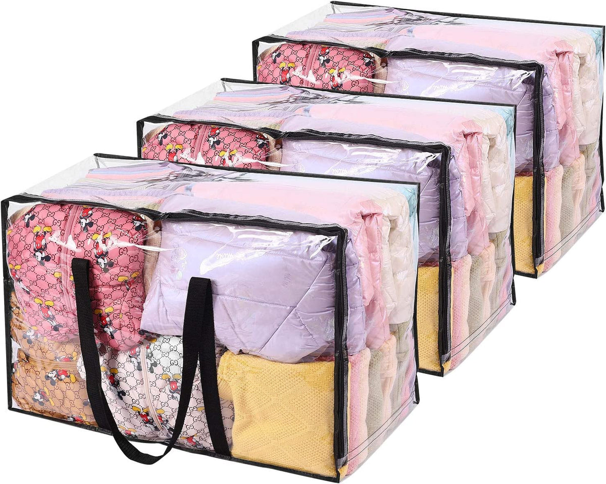 Vieshful 3 Pack Clear Storage Bags for Clothes Blanket Comforter & Bedding