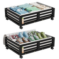 Wisuce 2 Packs Bamboo Under Bed Storage Organizer with Wheels White Small