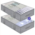Onlyeasy Underbed Storage Bags Organizer, 4 Pack Large Capacity Under Bed Storage Containers with Reinforced Handles, Foldable Fabric Storage Bins with Clear Window, Herringbone Grey, 7MXRUBBP4