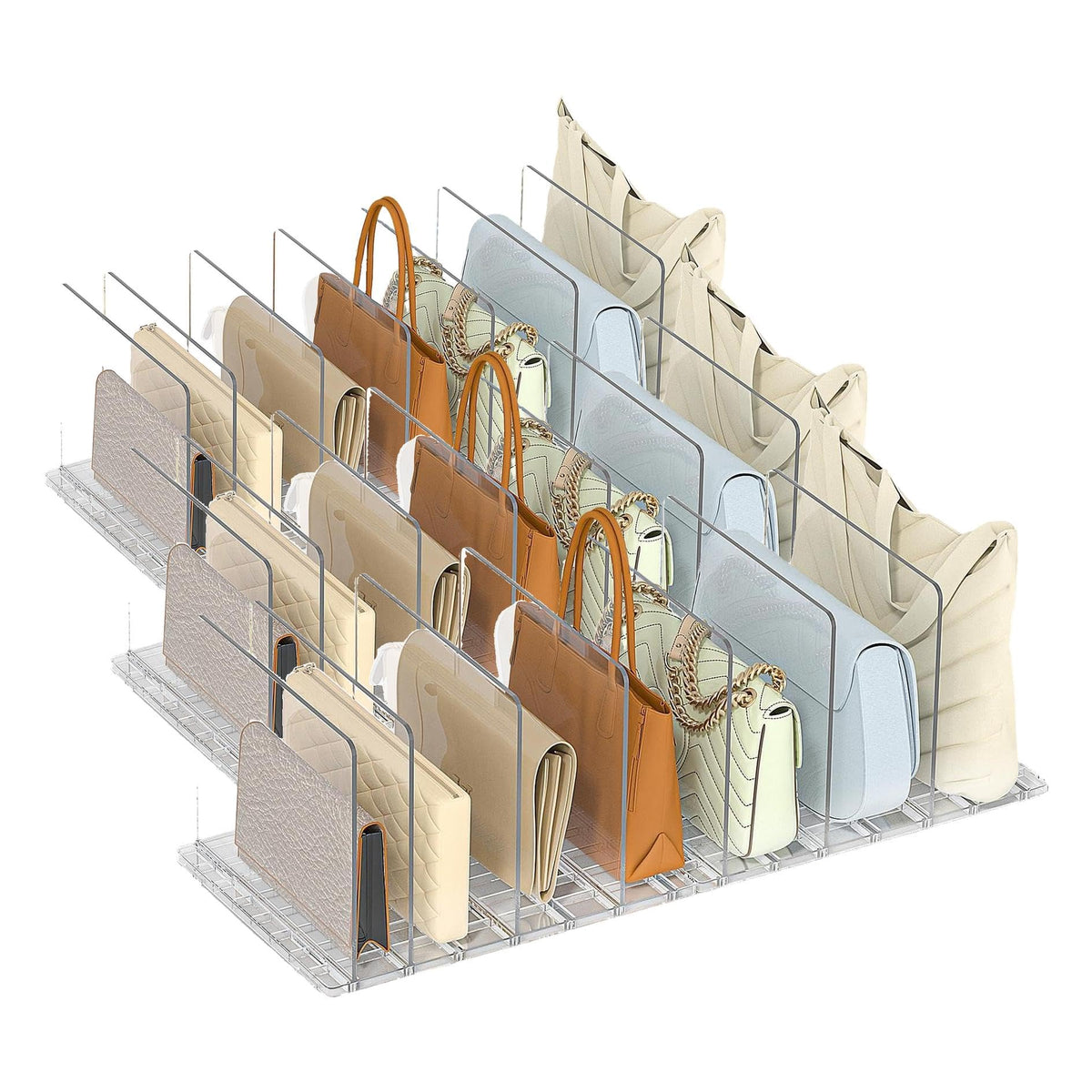 SortNStore Bag & Purse Organizer for Closet: Adjustable Clear Dividers