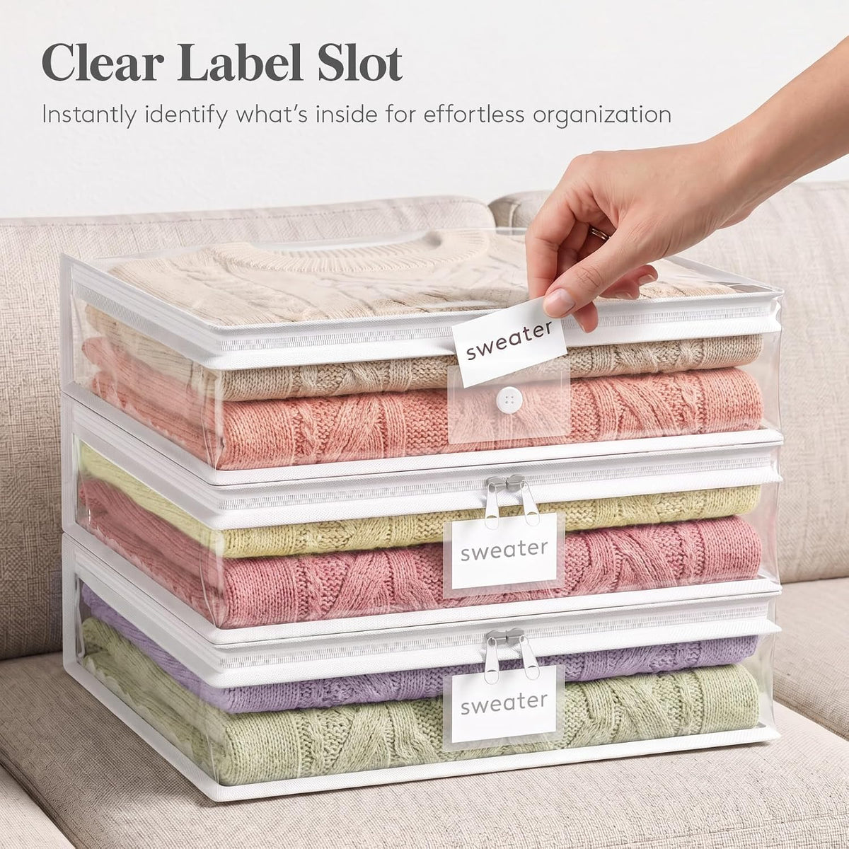 Lifewit 6 Pack Clear Zippered Storage Bags, Plastic Sweater Storage Bags Clothing Organizer for Blankets Linen Sweater Bed Sheet Quilt Clothes (15.7 x 13.8 x 3.9 Inch)