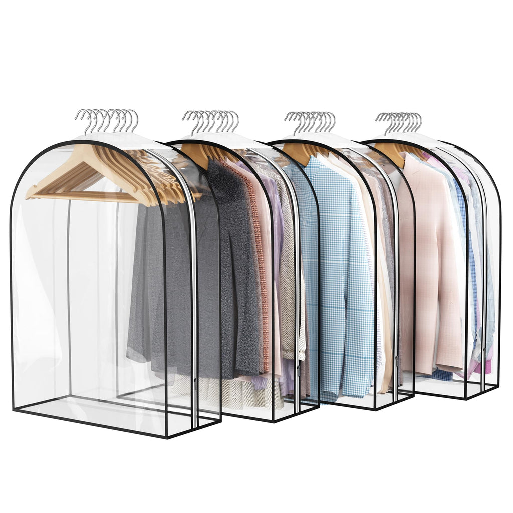 Liuoud Clear Garment Bags for Hanging Clothes 10” Gusseted, 4 Pack, 40”&50”