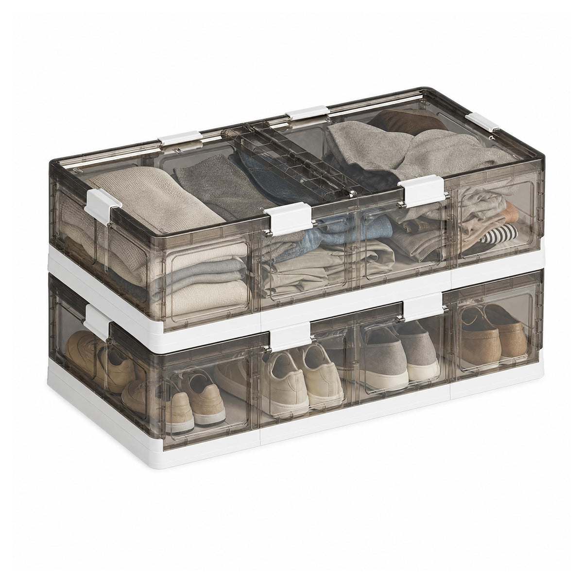 2-Pack Under Bed Storage Containers with Wheels - Stackable, Foldable Plastic Storage Boxes with Lids for Clothes, Shoes, Blankets - Perfect for Bedroom Organization and Dorms