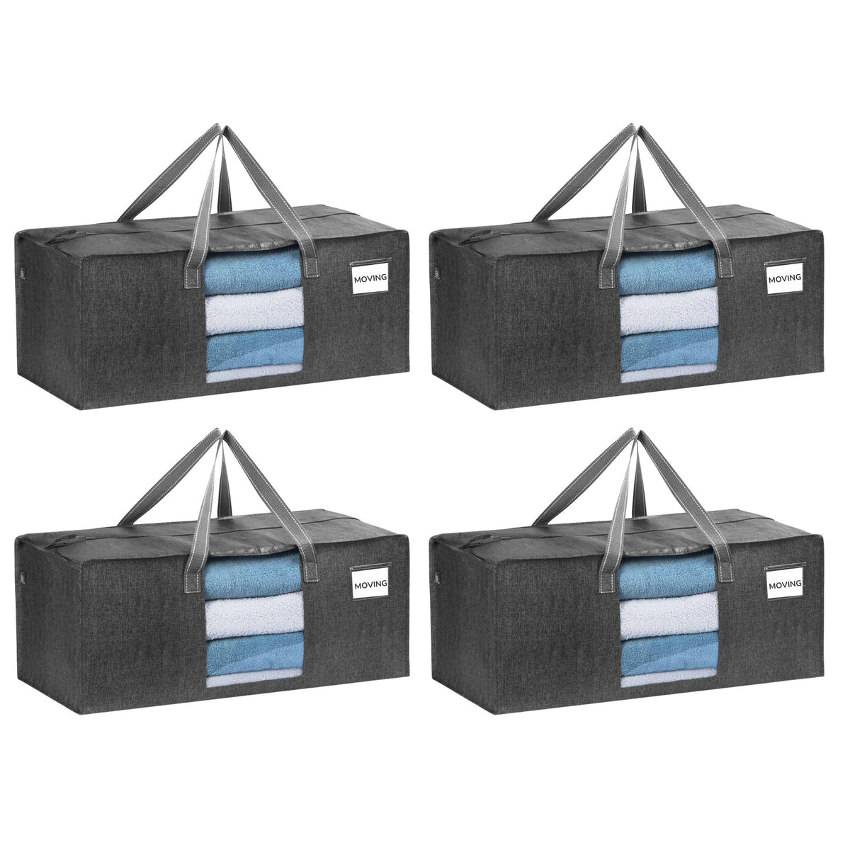 VENO Heavy Duty Moving Bags, Storage Bags, Easy Visibility, Clear, 4 Pack