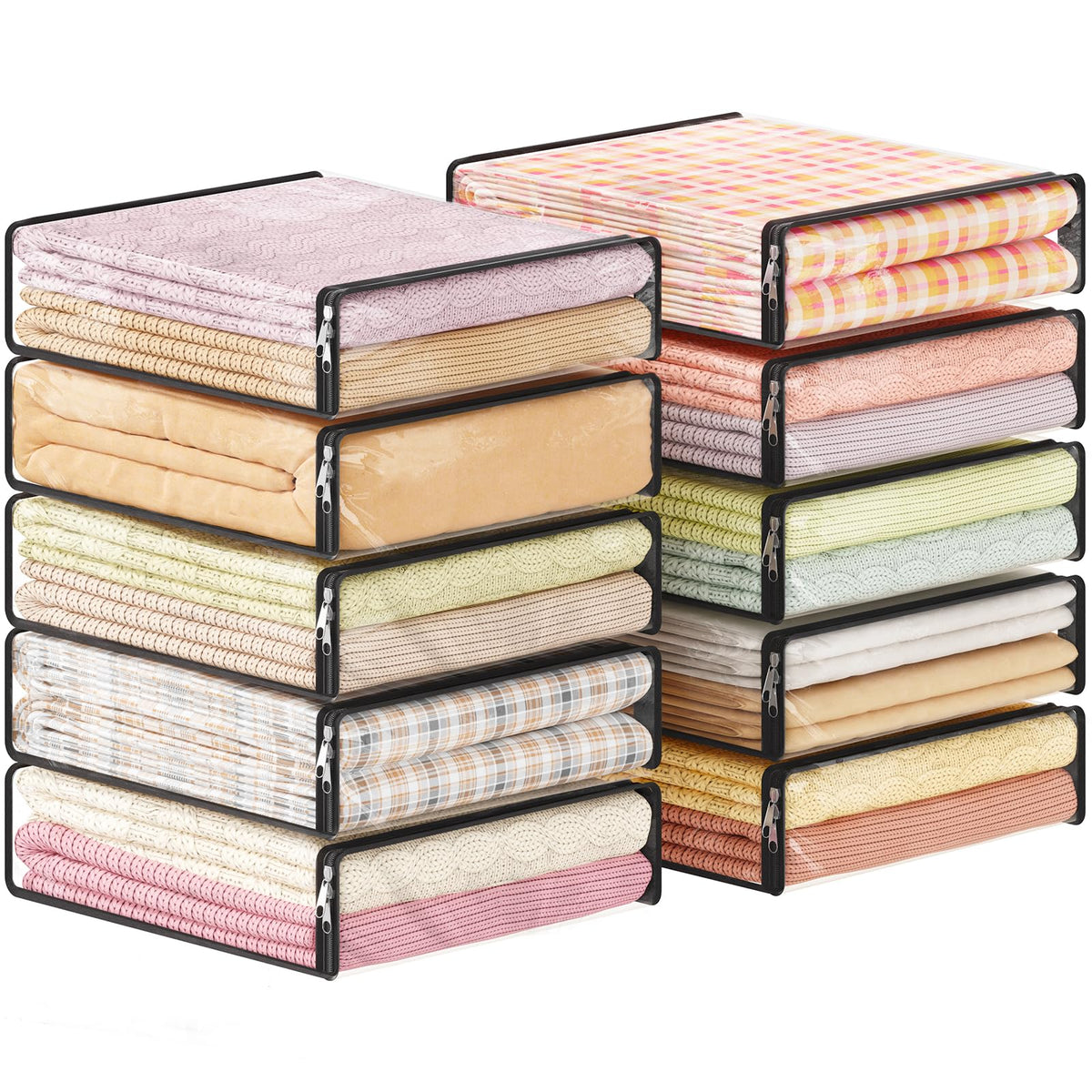 Lifewit 14L Clear Sheet Storage Bags with Zipper 3 Pack, Plastic Sweater Storage Bins for Clothing, Vinyl Foldable Clothes Containers Organizers for Closet, Blankets, Bedding 15.7 x 13.8 x 3.9 Inch