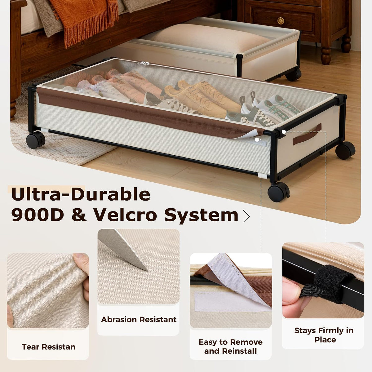 OMAIRA 2-Pack Under Bed Storage With Wheels,Underbed Shoe Storage Organizer