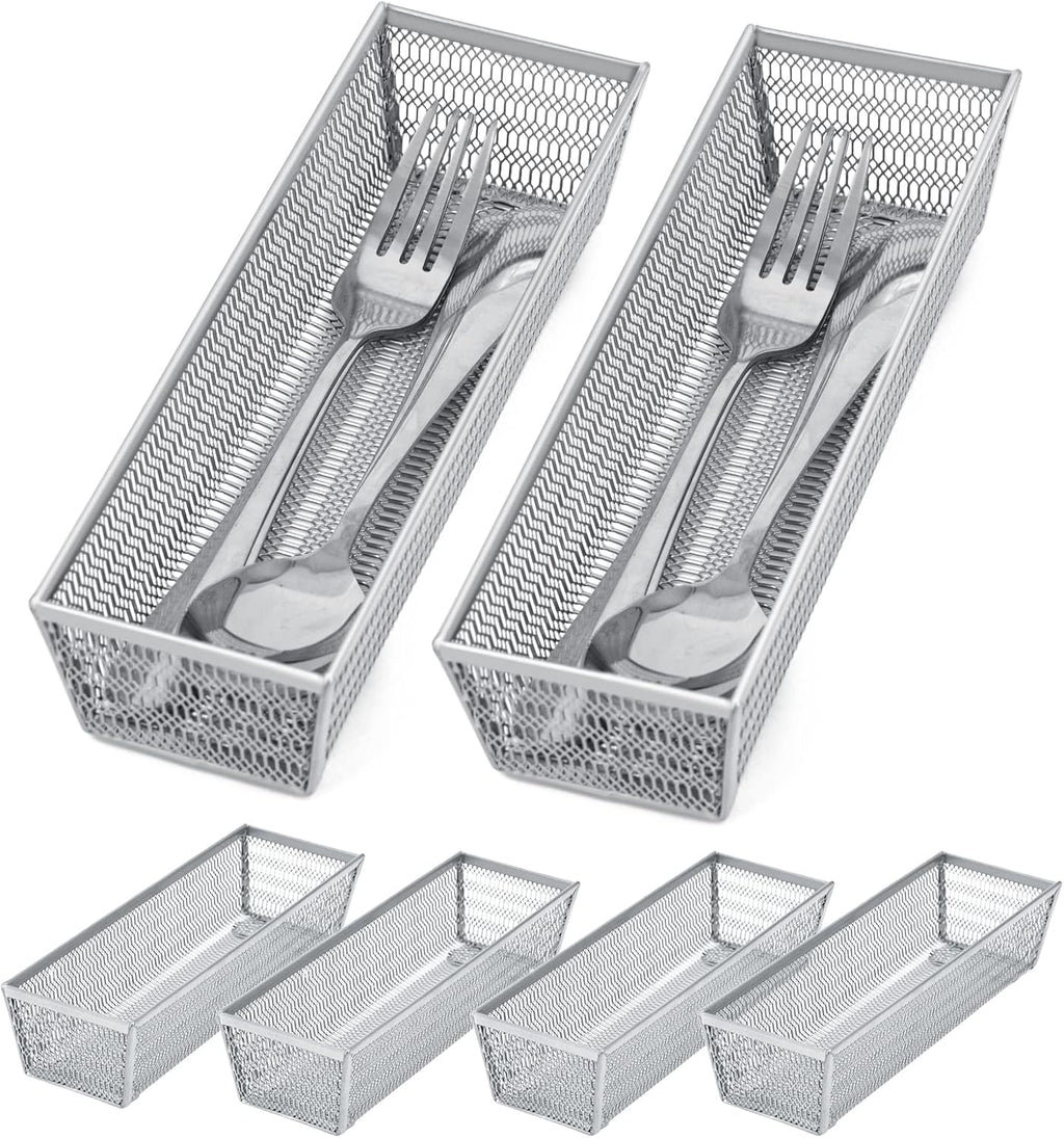Neudeco Silverware Organizer, Silver, 9 * 3 * 2 inch, Pack 6