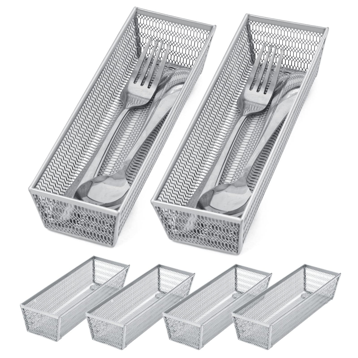 Neudeco Silverware Organizer, Silver, 9 * 3 * 2 inch, Pack 6