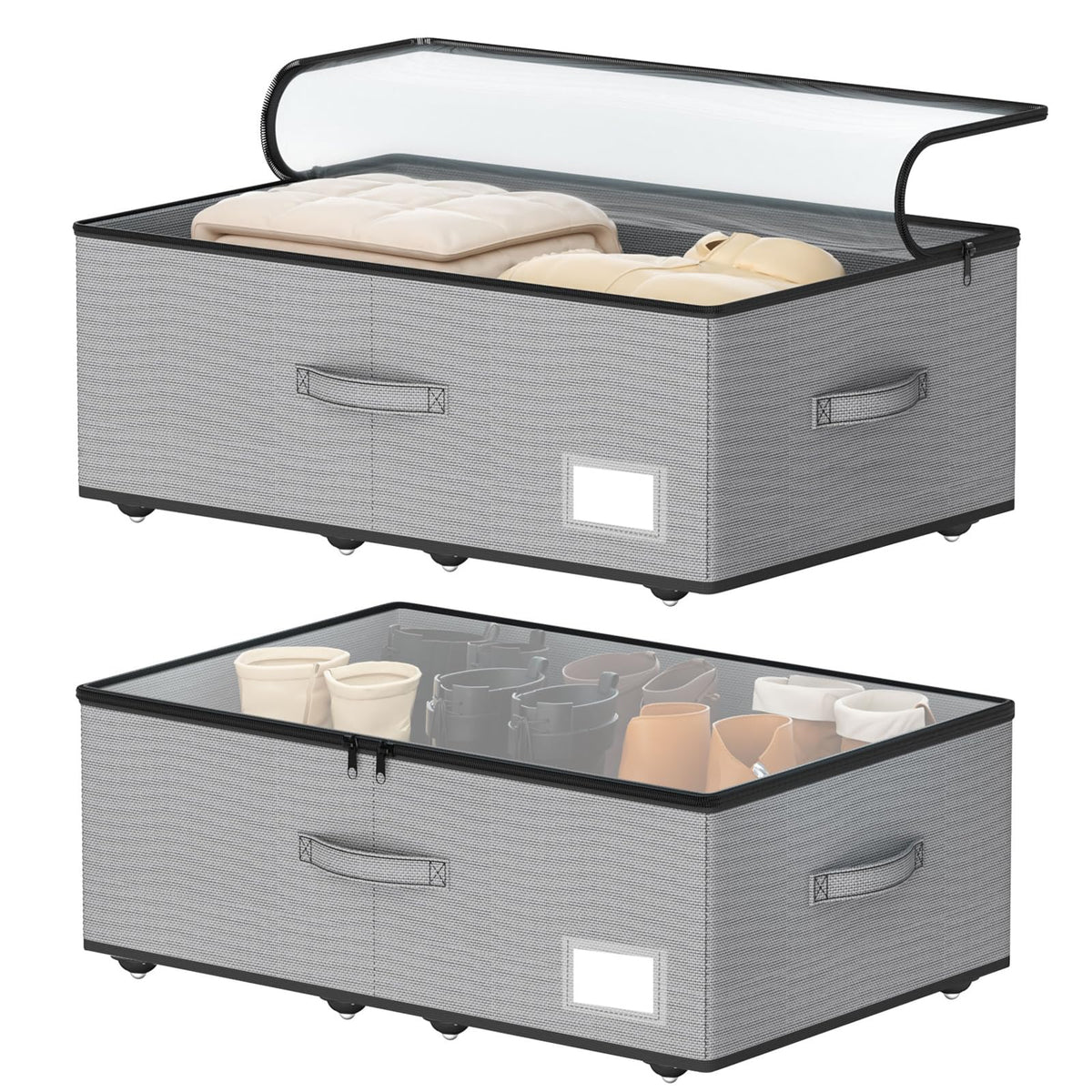 EE-RoomWorld Under Bed Storage with Wheels, 10 inches height，Black