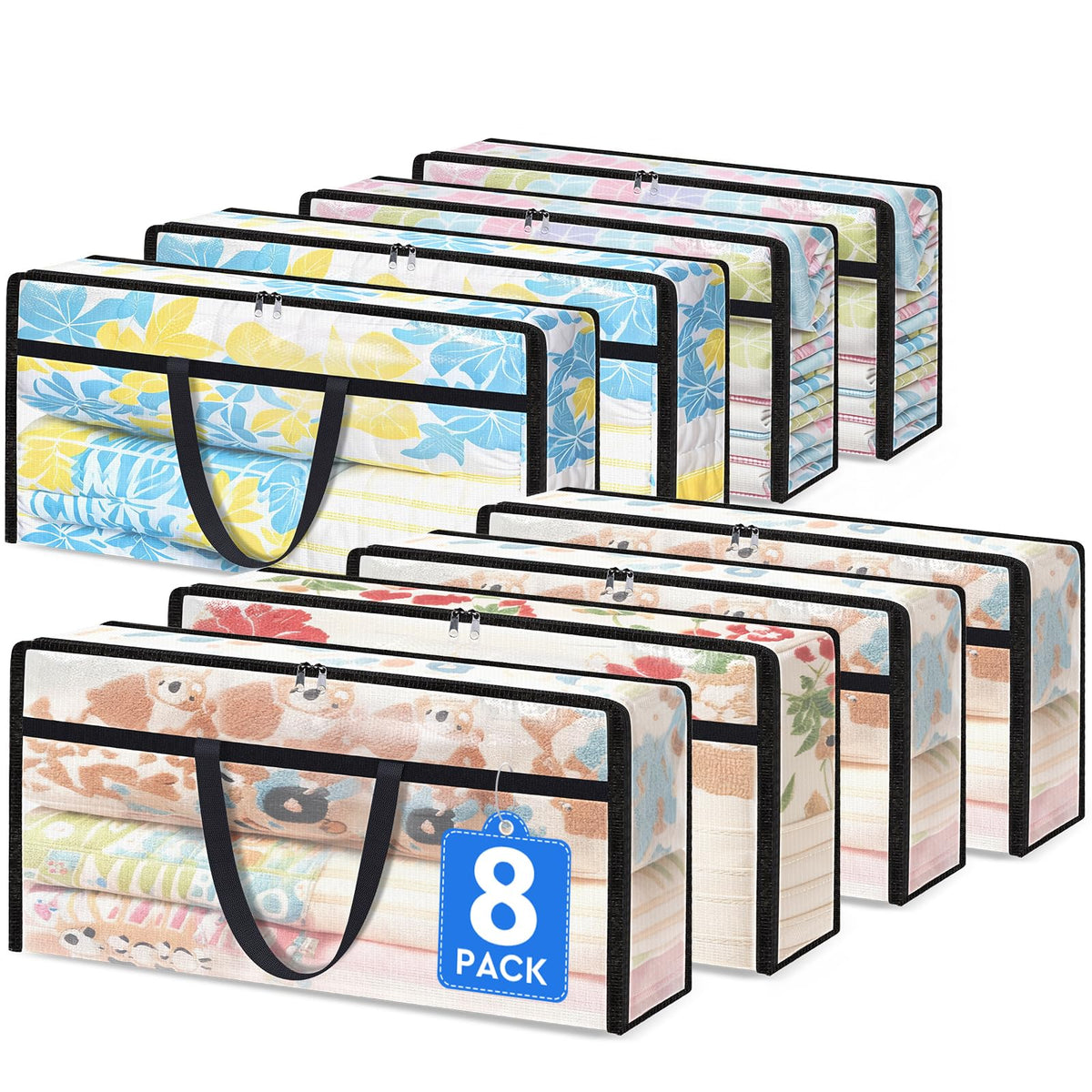 TasticTotes 6 Pack Clear Storage Bags for Comforter, Clothes & Bedding, 40L