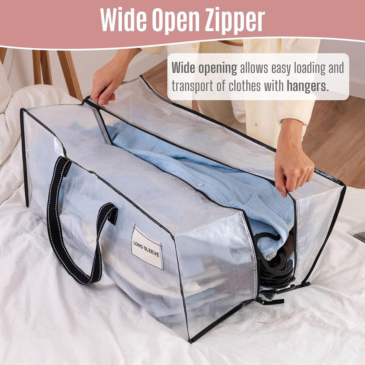 VENO Heavy Duty Moving Bags, Storage Bags, Easy Visibility, Clear, 4 Pack