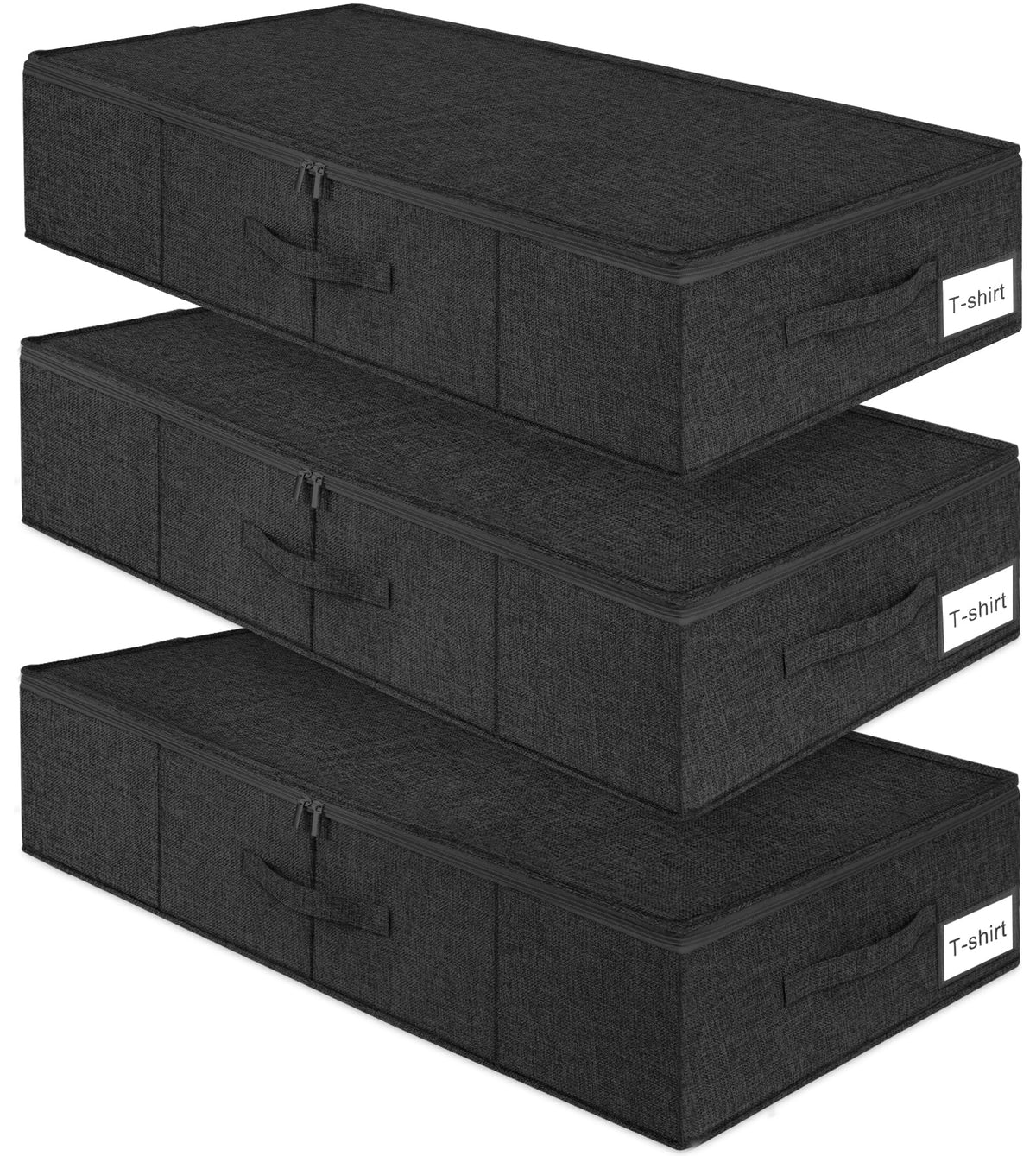 punemi 3 inch High Soft Low Profile Under Bed Storage Bins, 2 Pack, Grey