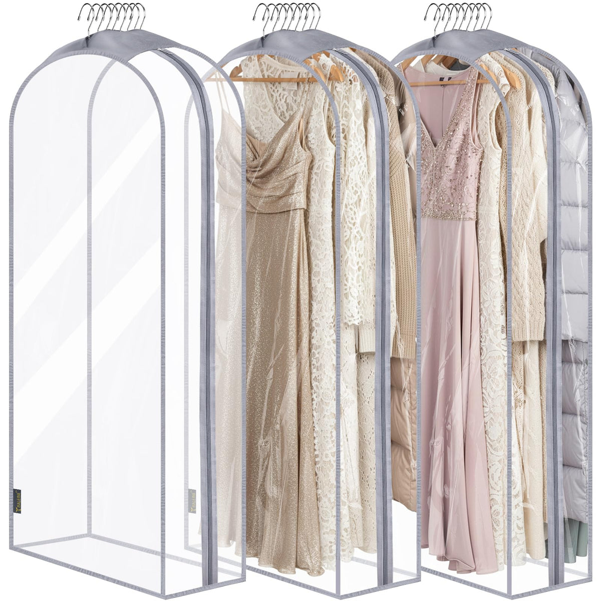 BALEINE 2PK Clear Garment Bags for Hanging Clothes, 40" Dress Suit Bag