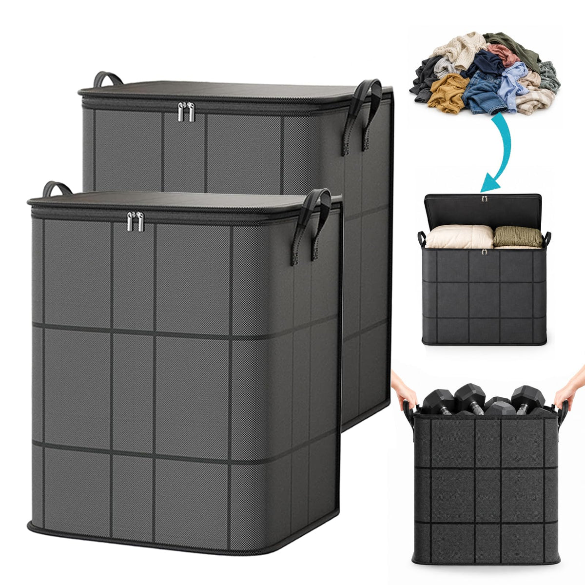 220L XXL Foldable Storage Bag with Reinforced Handles, Upgraded Heavy-Duty Design with Reinforced Seams & Zipper, Portable Moving Storage Bags for Bedding, Clothes & Quilts，XXL: 23.6x19.7x27.6 in：3