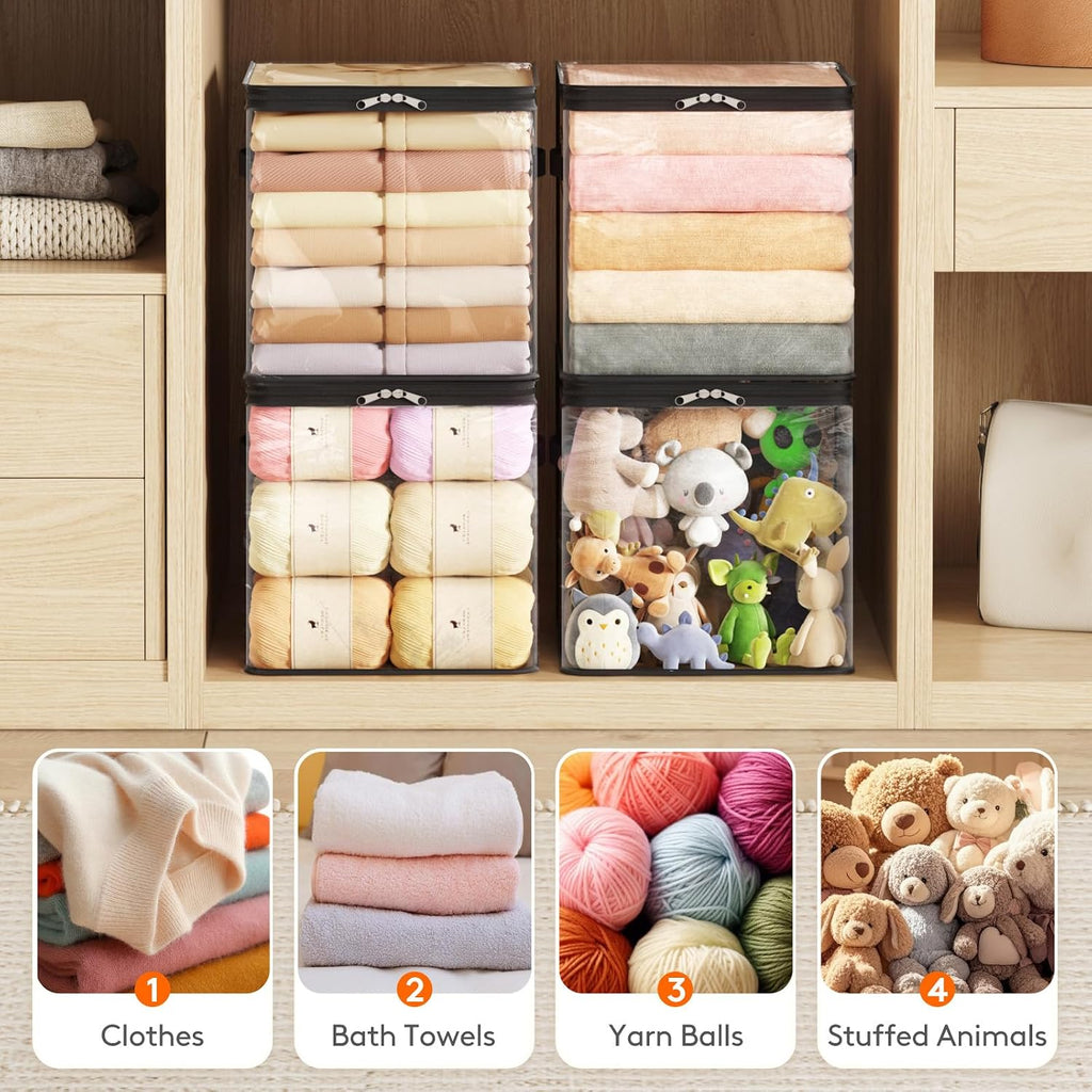 Lifewit 6 Pack Clear Clothes Storage Bags, Sweater Storage with Zipper, 36L