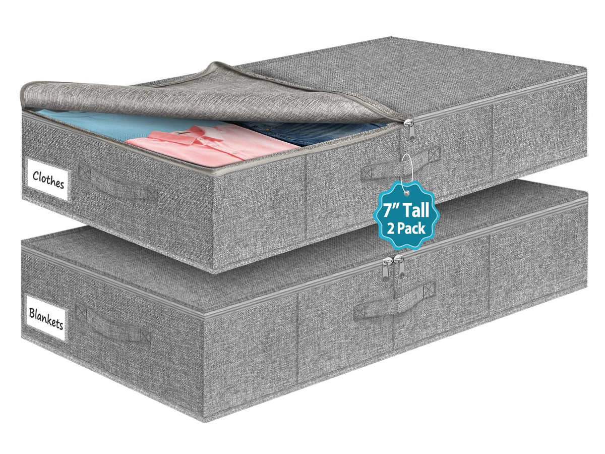 6.7-in Under Bed Storage Bin with Lid, Rigid Sides,2 Pack, Black