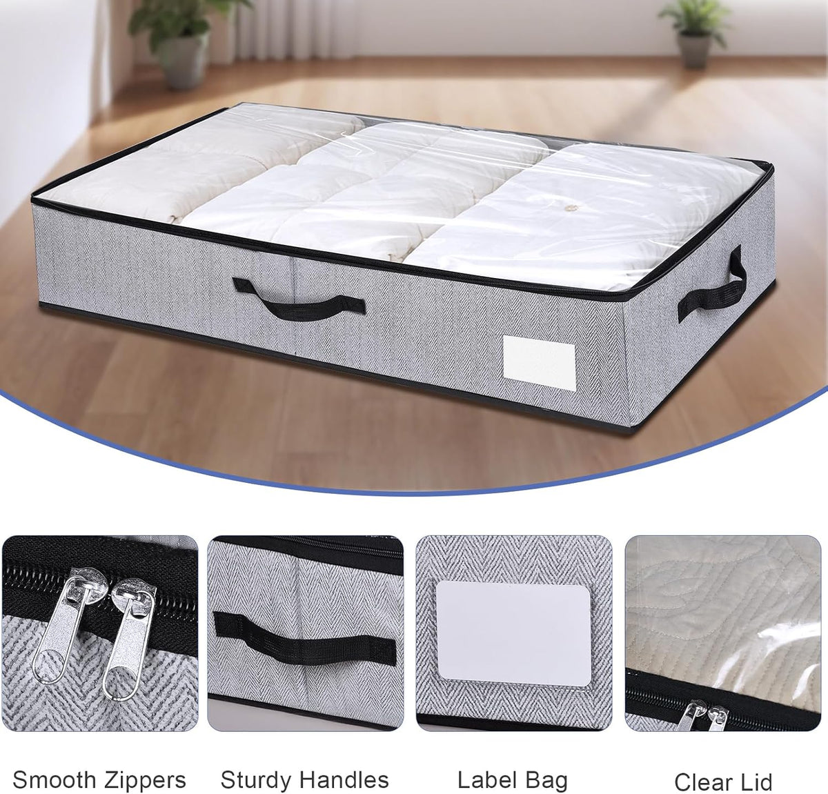 2 Pack Large Under Bed Storage Containers, Ultra-thick Fabric Underbed Bins