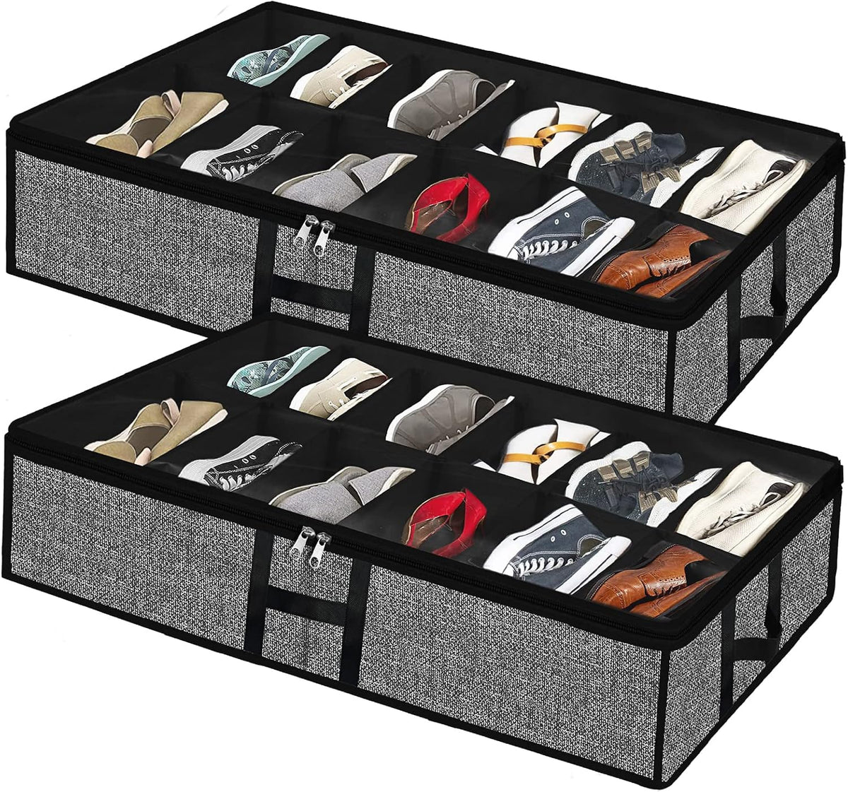 Under Bed Storage Organizer for Closet 2pc-24 Pairs Shoe Boxes