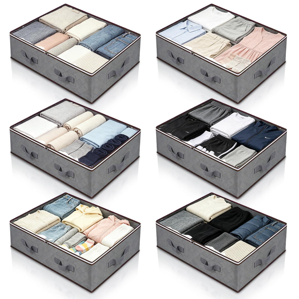Pterying 6 Pack Under Bed Storage Containers with Transparent Clear Window