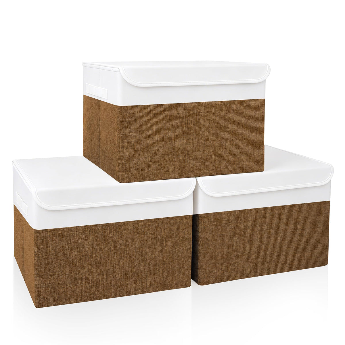 Bagnizer Large 22 Quart Linen Fabric Foldable Storage Bin Cube Organizer Basket with Flip-Top Lid & Handles, Clothes Blanket Box for Home, Office, Closet, Gray, 4 Pack 14.6 x 9.5 x 9.5”