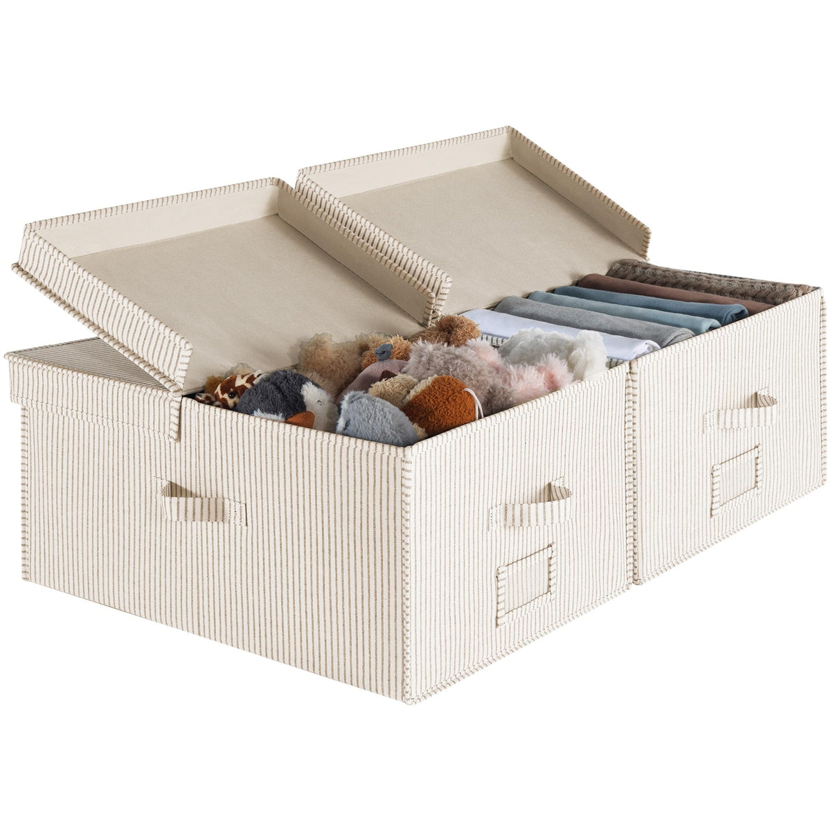 StorageWorks Large Decorative Storage Boxes with Lids, Beige Linen