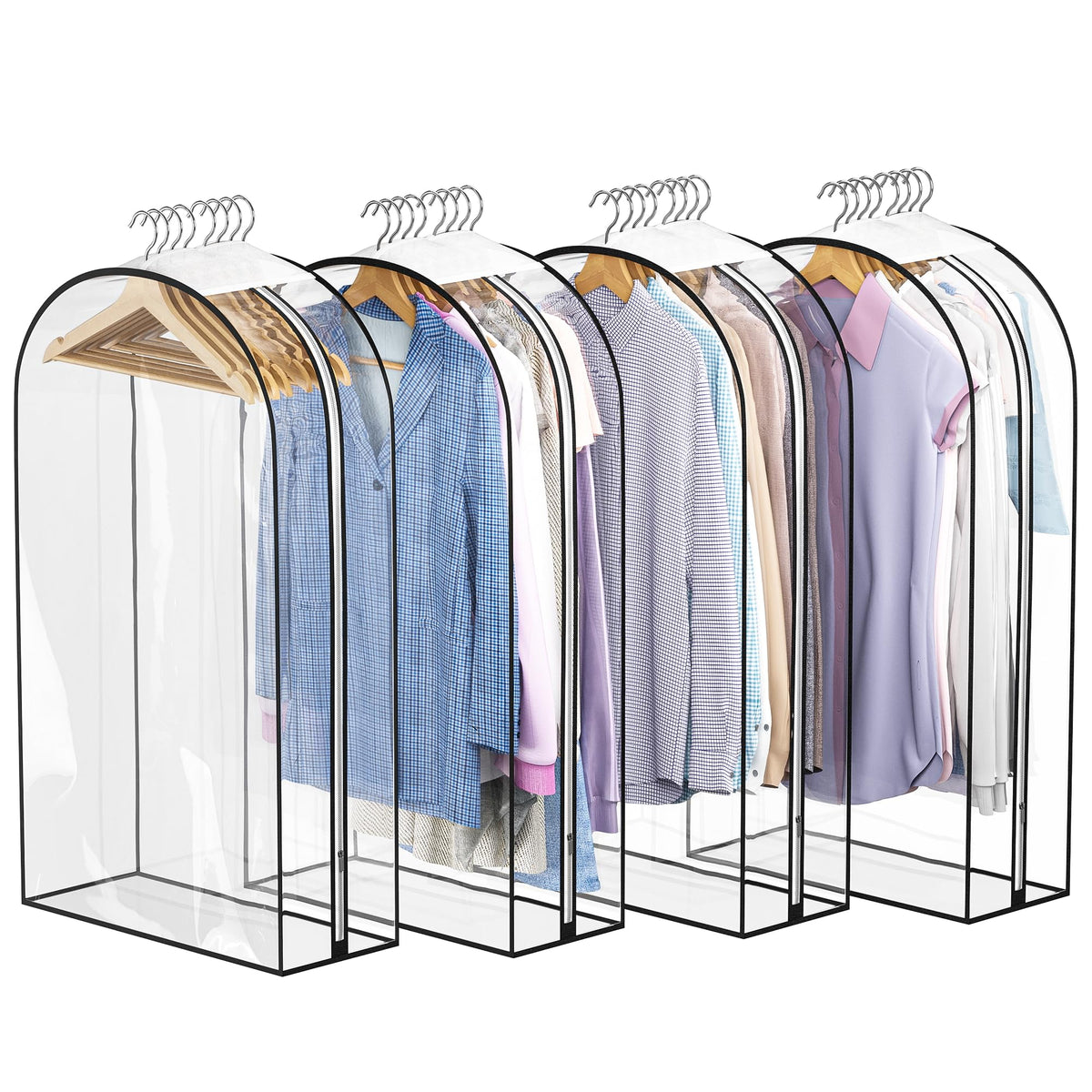 Liuoud Clear Garment Bags for Hanging Clothes 10” Gusseted, 6 Pack, 40”
