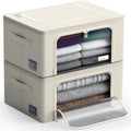 Sorbus Clothes Storage Bins, Clear Window & Handles (4 Pack, Beige)