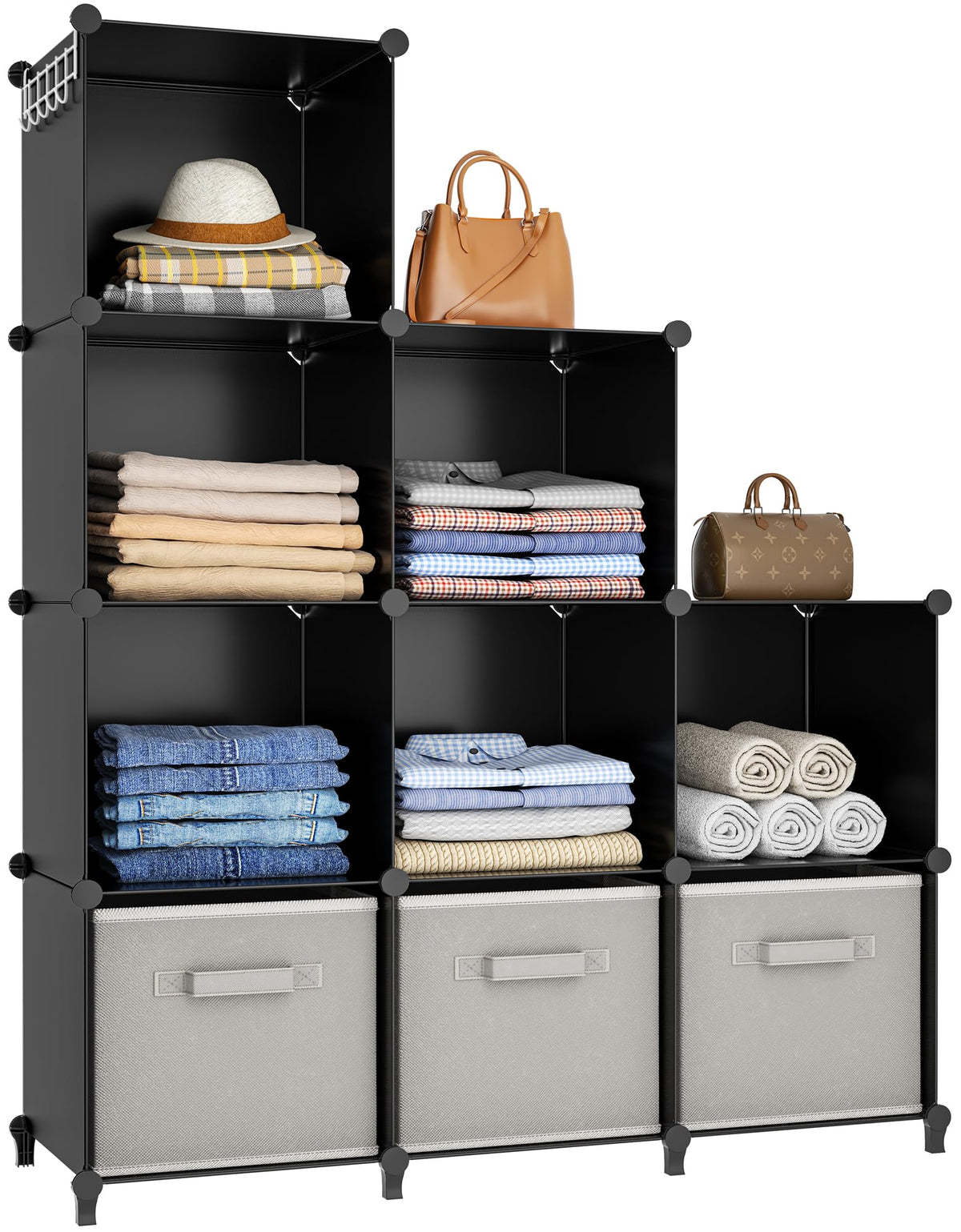 HOMIDEC Closet Organizers and Storage, 9 Cube Storage Organizer, Black