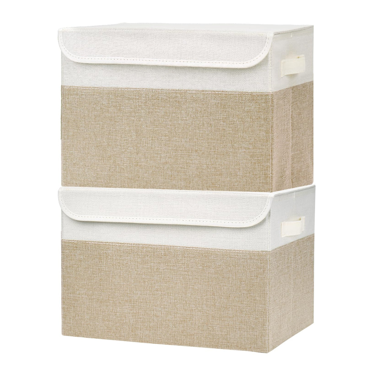 Bagnizer Large 22 Quart Linen Fabric Foldable Storage Bin Cube Organizer Basket with Flip-Top Lid & Handles, Clothes Blanket Box for Home, Office, Closet, Gray, 4 Pack 14.6 x 9.5 x 9.5”