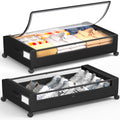 Under Bed Storage With Wheels, 2 Pack Square Containers, 60L Bins, Rolling Metal Drawer for Clothes, Blankets, Shoes