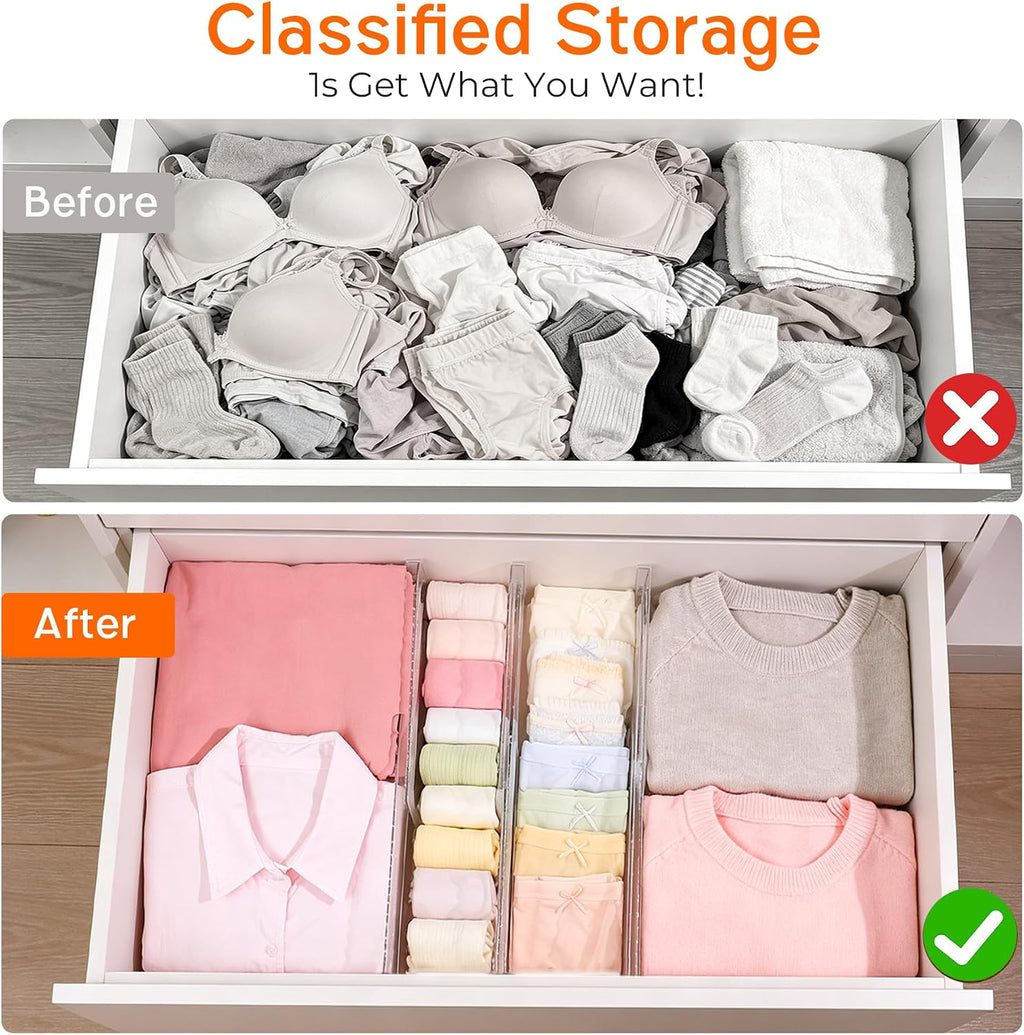 4 Pack 4" High Drawer Dividers for Clothes, 10.2"-16.5" Expandable