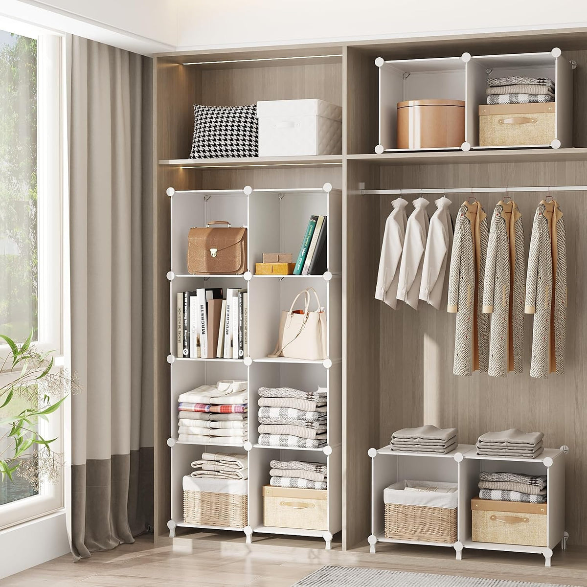 AWTATOS Cube Storage Organizer, 16 Cube Closet Organizer, White