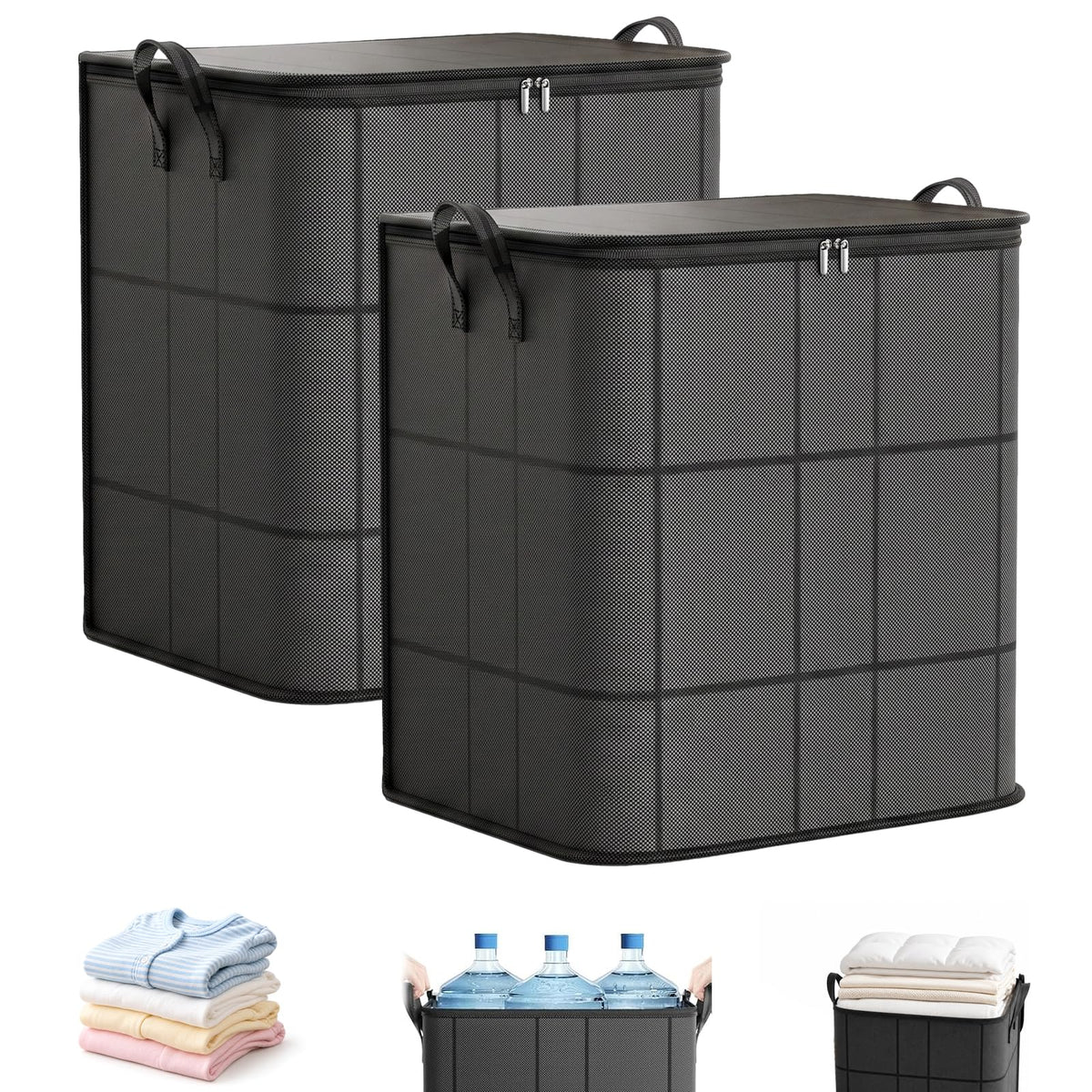 3PCS XXL Foldable Storage Bag with Reinforced Handles,180L Large Capacity