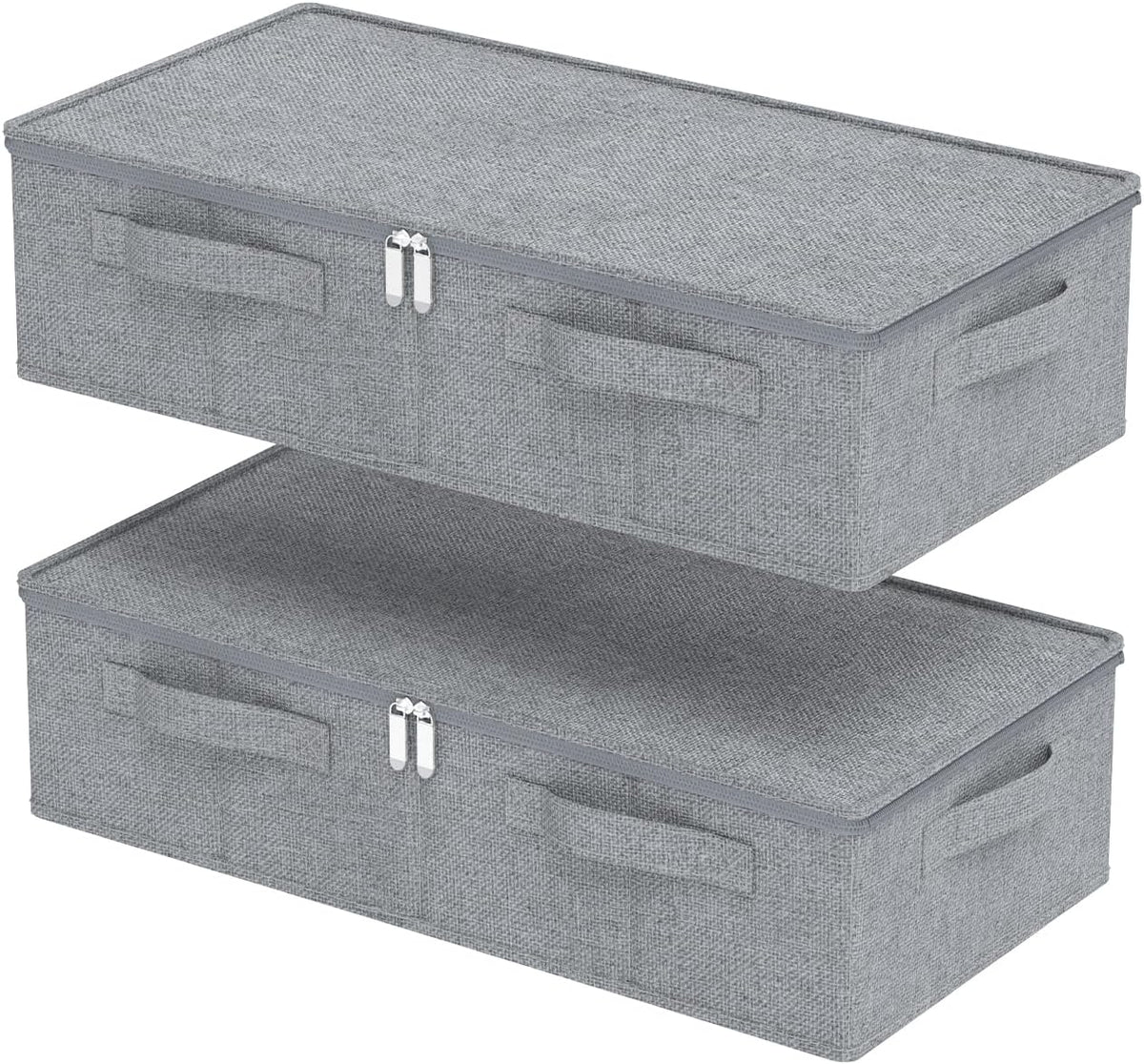 Underbed Fabric Storage Box with Lids,23.6x11.8x5.9in,Grey,2 Pack