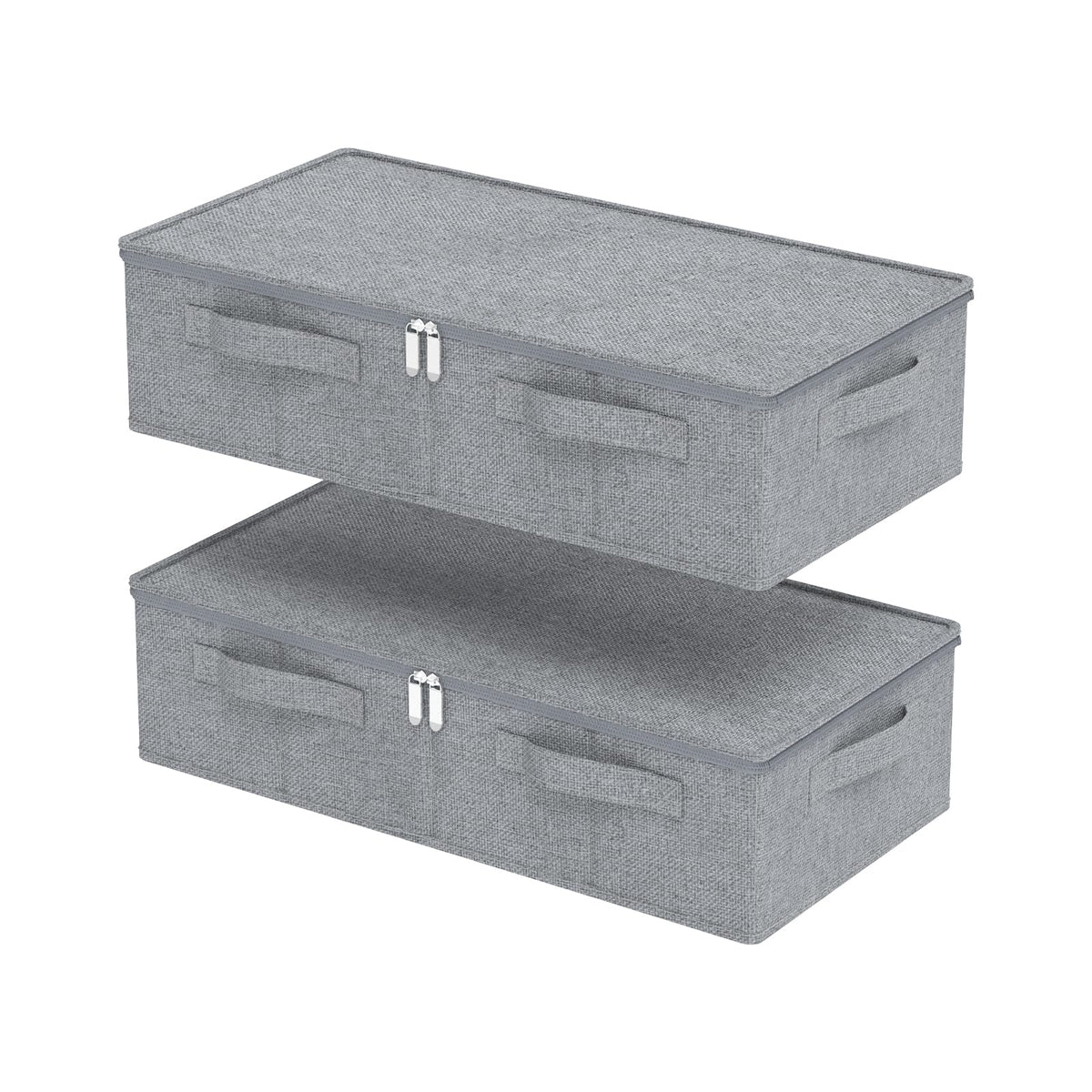 Underbed Fabric Storage Box with Lids,23.6x11.8x5.9in,Grey,2 Pack