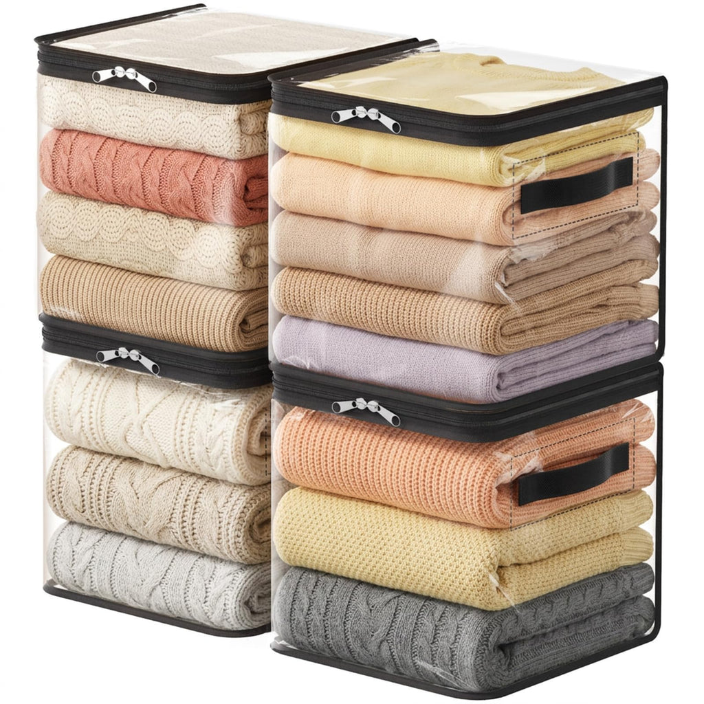 Lifewit 6 Pack Clear Clothes Storage Bags, Sweater Storage with Zipper, 36L
