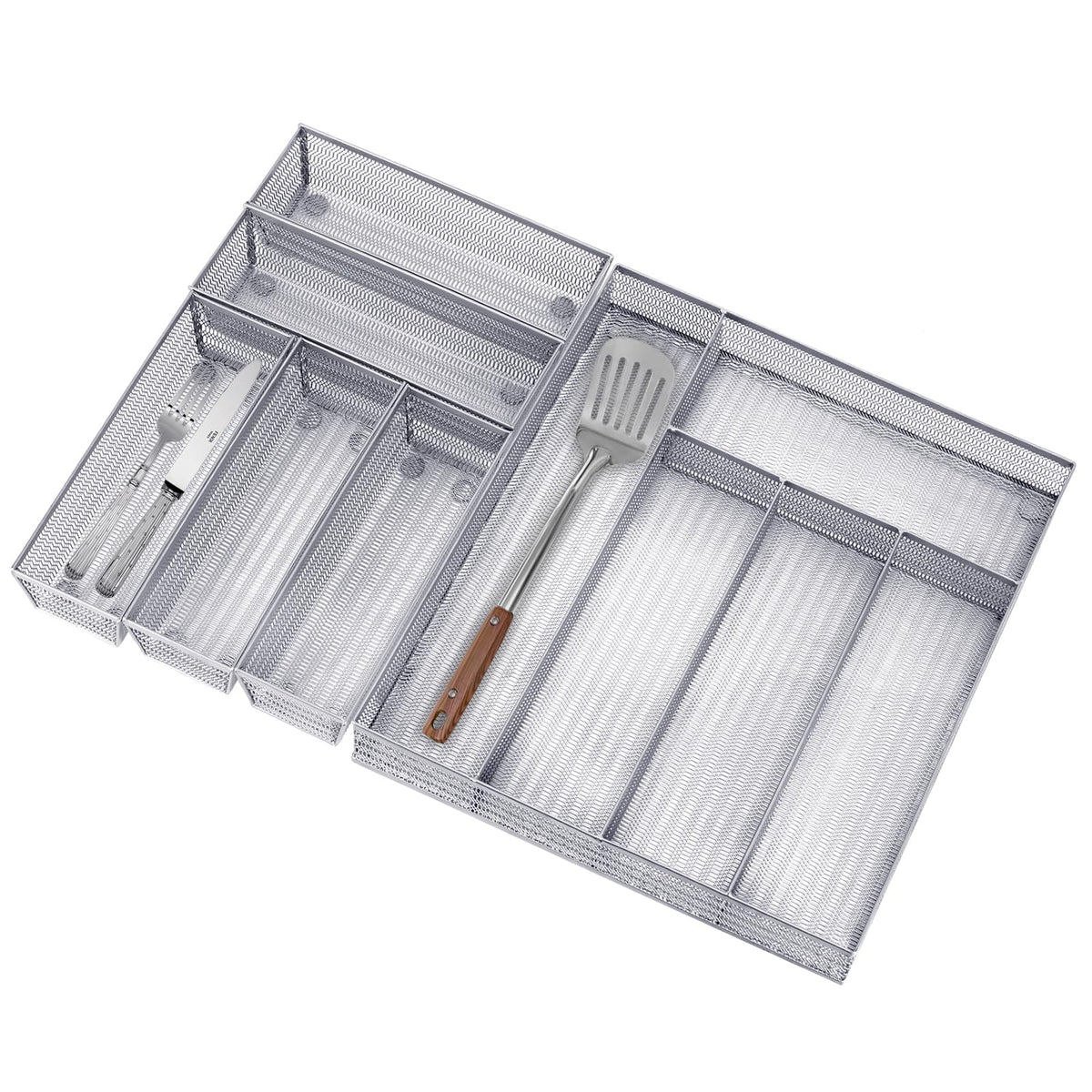 Neudeco Silverware Organizer, Silver, 9 * 3 * 2 inch, Pack 6