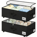 Under Bed Storage with Wheels, 2 Pack Underbed Storage Containers with Clear Lid & Label, XXL 75L Easy Assembly Rolling Under Bed Shoe Storage for Clothes, Shoes, Blankets, Black(28.3 X 16.5 X 9.5 in)