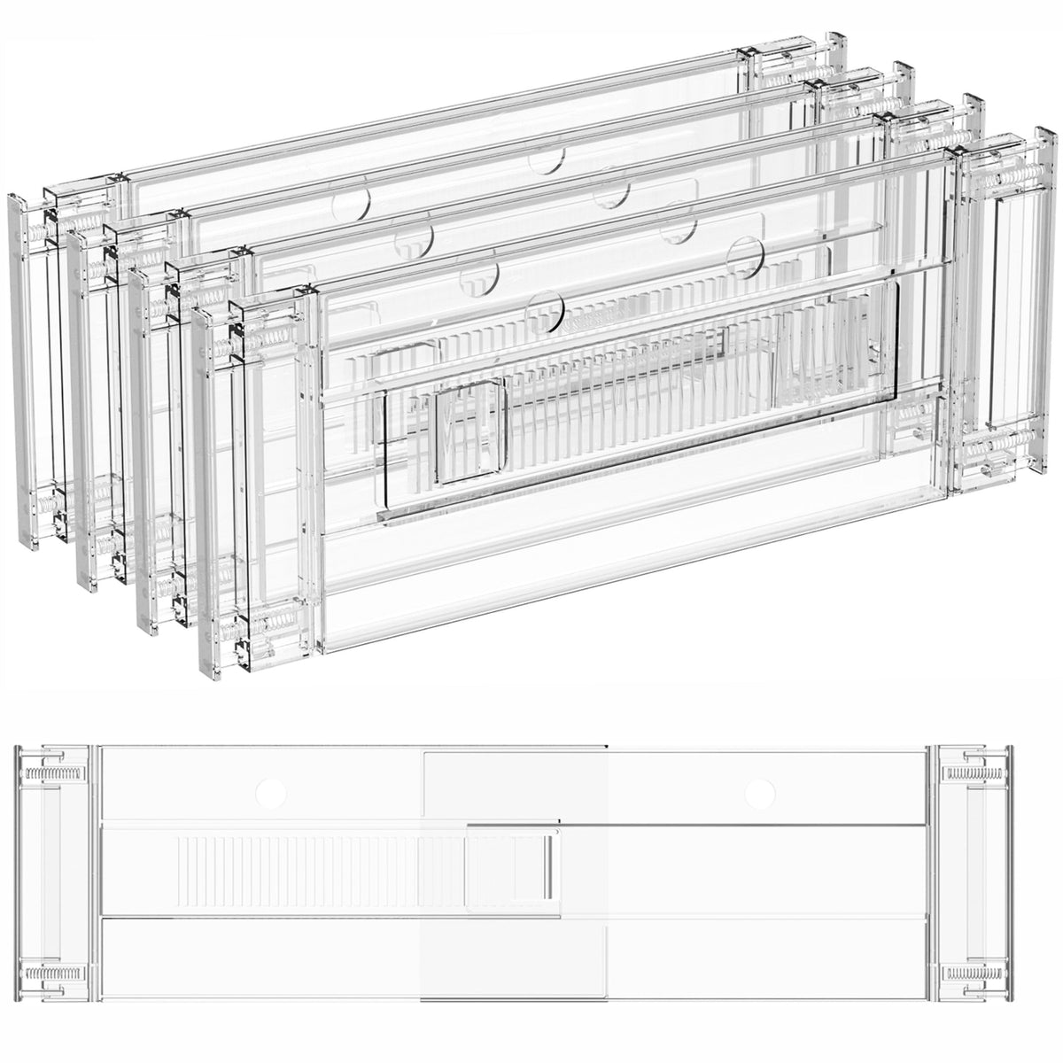 Yieach 4 Pack Clear Acrylic Drawer Divider 6 Inch High,Expandable from 14-20'',Adjustable Dresser Drawer Dividers for Baby Clothing,Underwear and Sock,Separators,Deep Drawer Separators for Kitchen