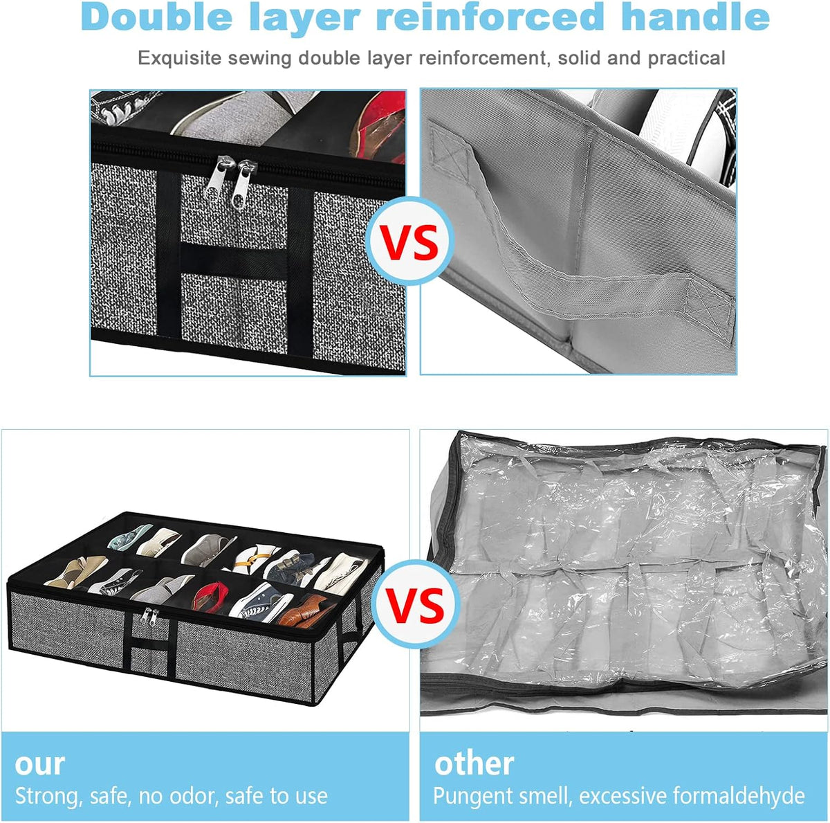 Under Bed Storage Organizer for Closet 2pc-24 Pairs Shoe Boxes
