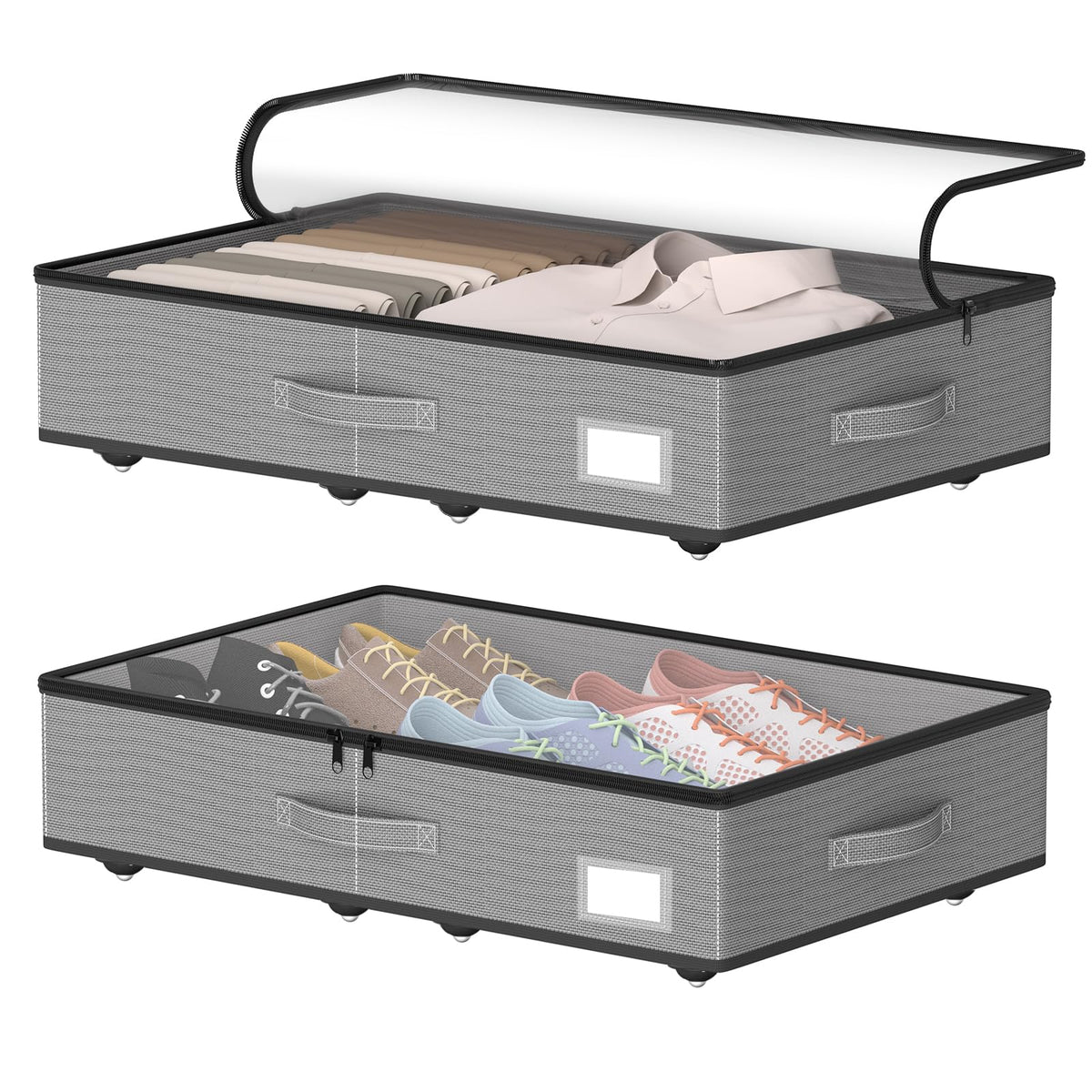 EE-RoomWorld Under Bed Storage with Wheels, 10 inches height，Black