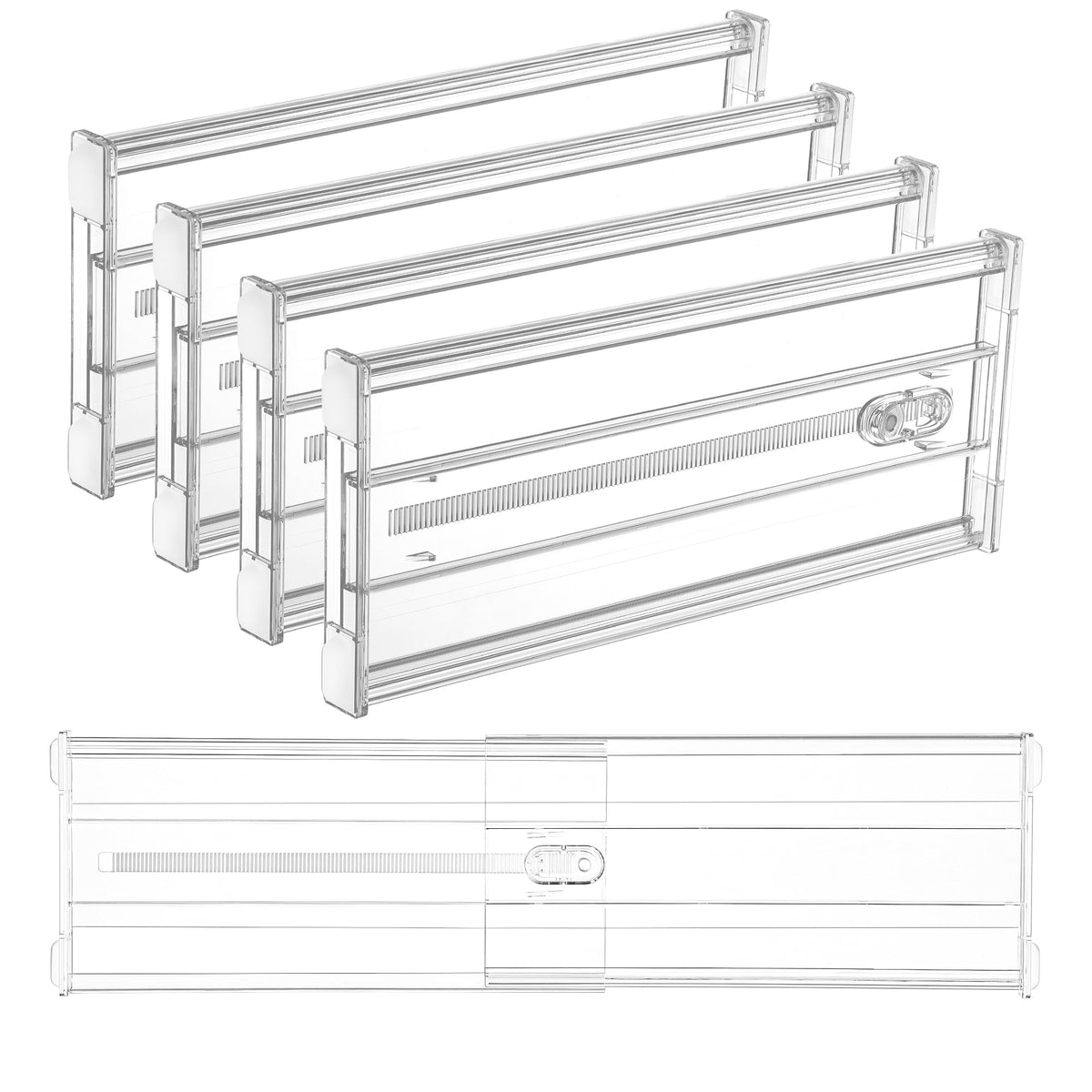 Vtopmart 4" Regular Upgrade Drawer Dividers for Clothes, 12.8"-22.3" 4 Pack