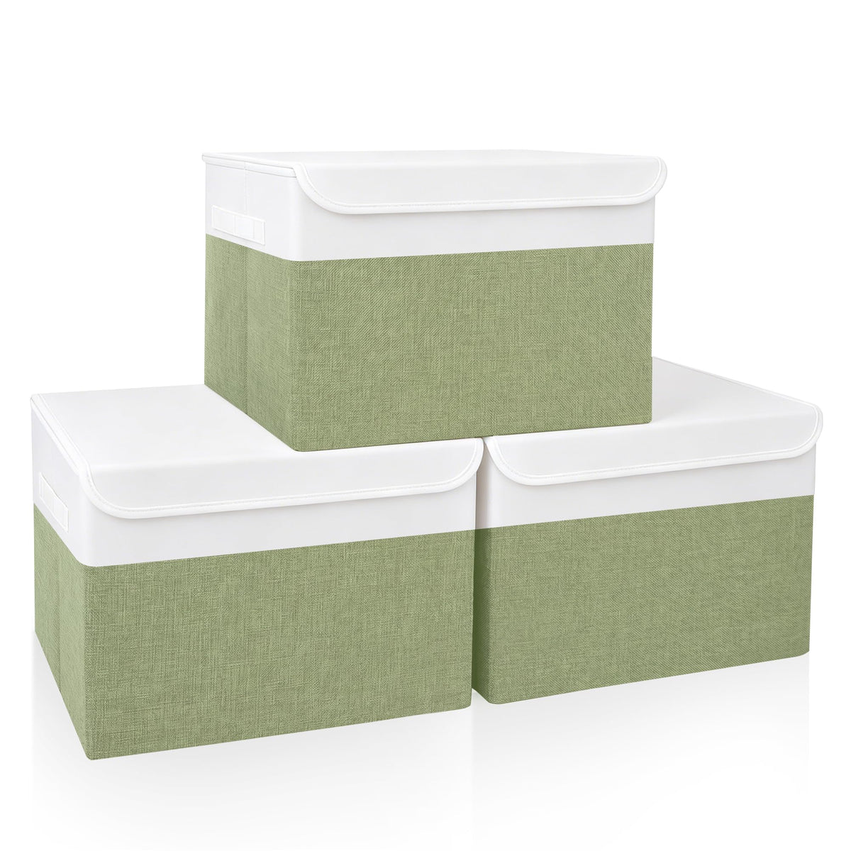 Bagnizer Large 22 Quart Linen Fabric Foldable Storage Bin Cube Organizer Basket with Flip-Top Lid & Handles, Clothes Blanket Box for Home, Office, Closet, Gray, 4 Pack 14.6 x 9.5 x 9.5”