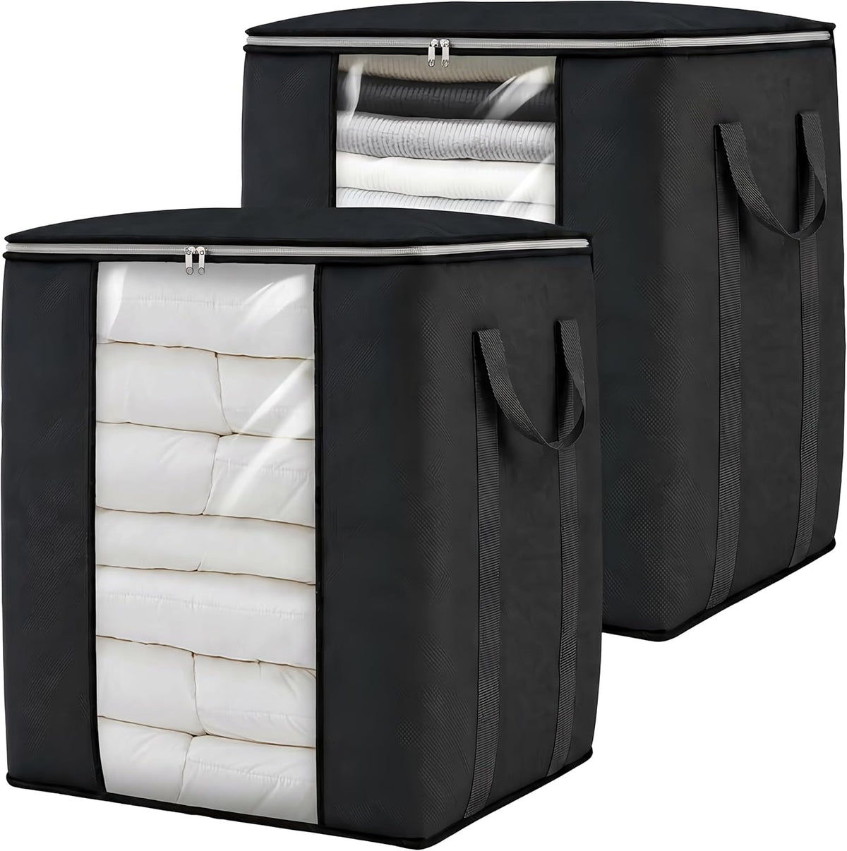 Blanket Storage Bags 120L for Comforter Clothes Bedding 2 Pack Black