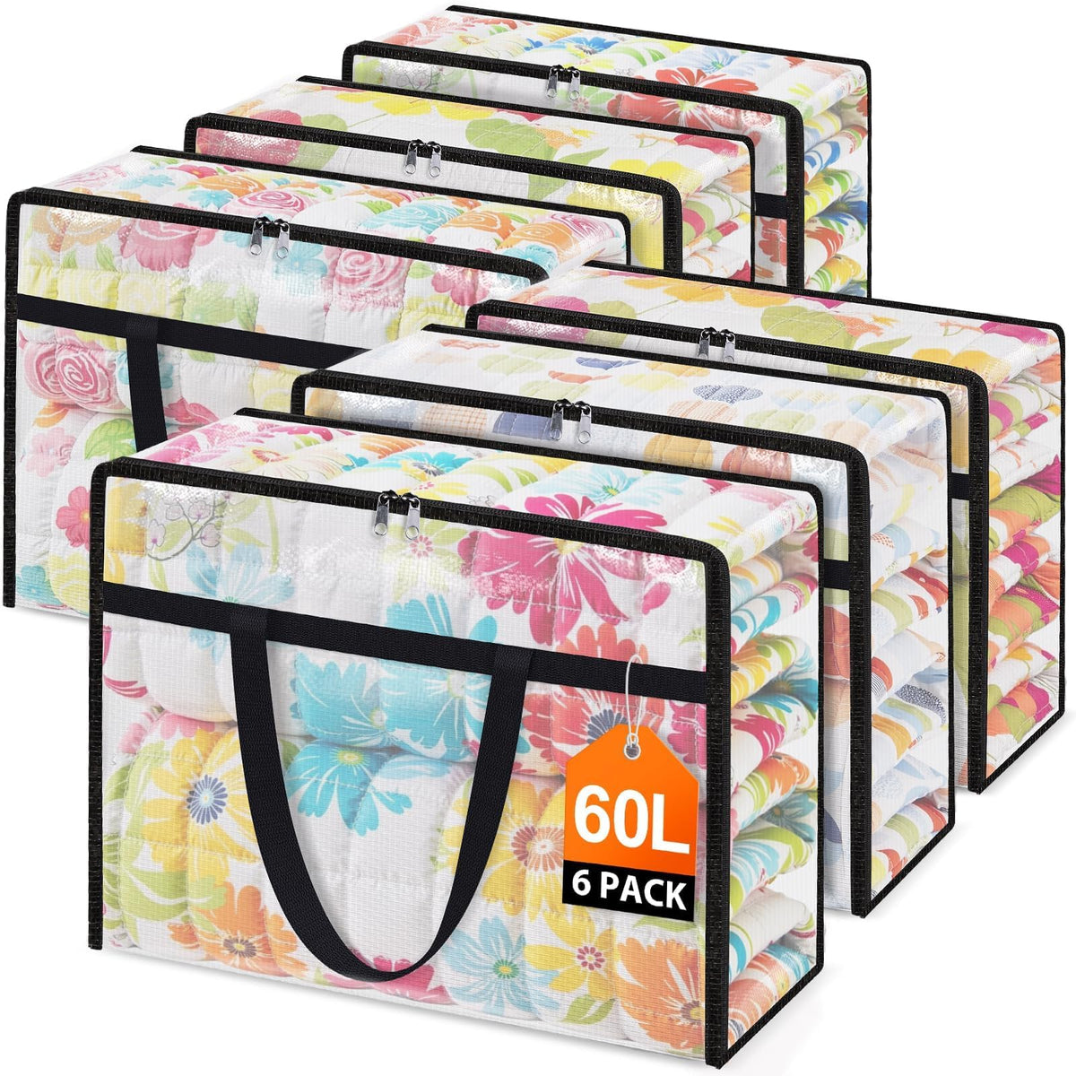 4 Packs 60L Clear Under Bed Storage Containers, Large Clothes Storage Bags