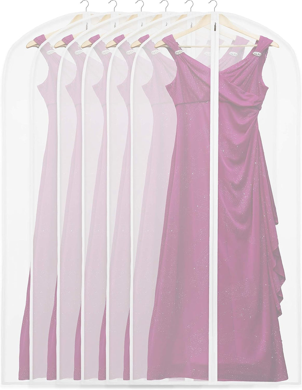 Simple Houseware 40-Inch Translucent Garment Bags with Zipper, 5 Pack