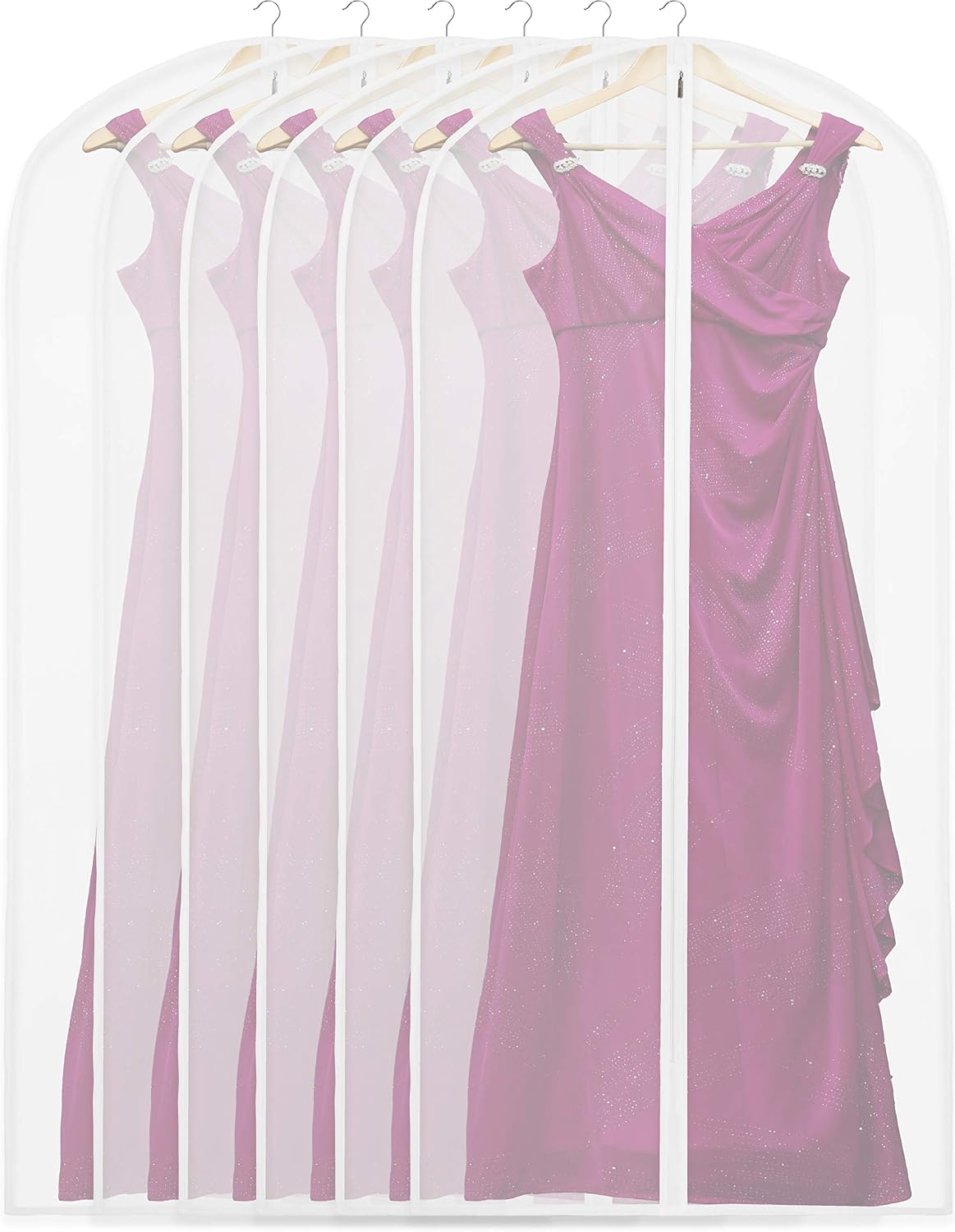Simple Houseware 40-Inch Translucent Garment Bags with Zipper, 5 Pack